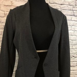 Betabrand Collarless Yoga Blazer (Gray)